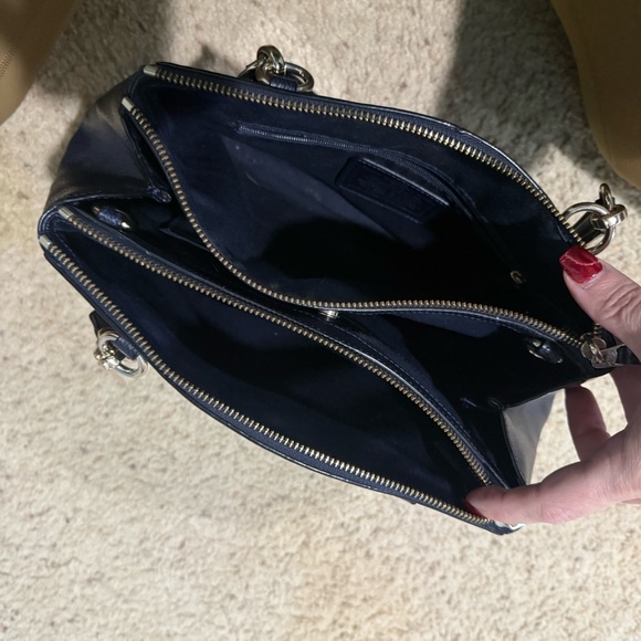 COACH Christie Carryall Satchel Crossgrain Leather Deep Navy Blue F36637 - Picture 6 of 14